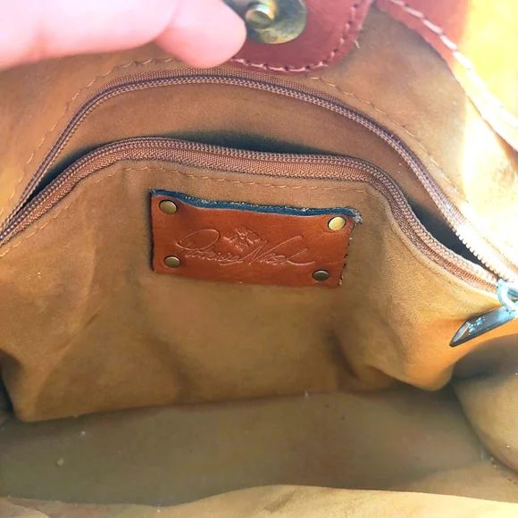 PATRICIA NASH Ledra Floral Tan Leather Strap Bucket Crossbody Bag - Picture 7 of 9